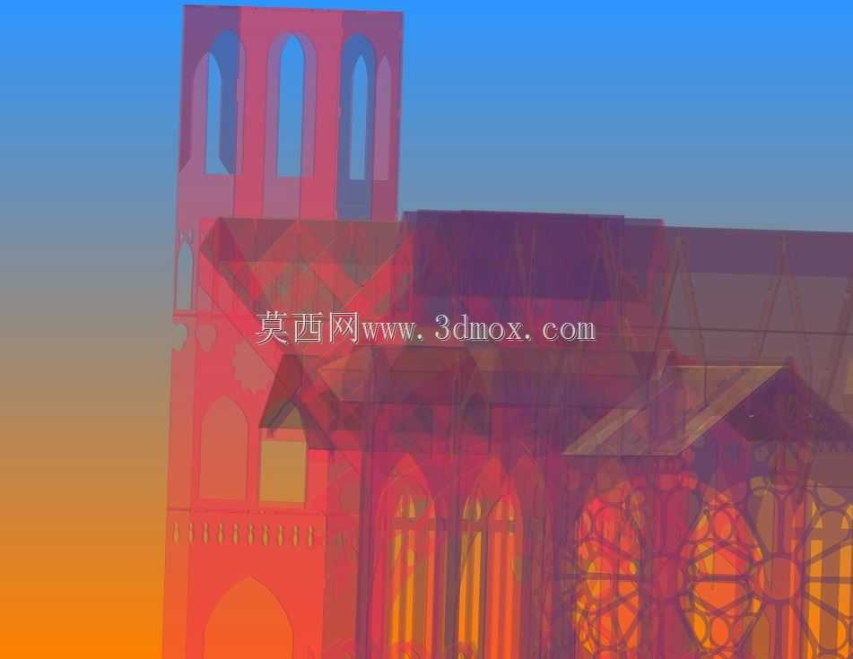 圣母大教堂金属板拼图,三维模型,拼图,金属板,金属工艺品设计