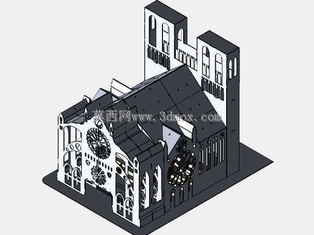 圣母大教堂金属板拼图,三维模型,拼图,金属板,金属工艺品设计