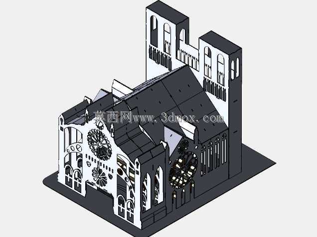 圣母大教堂金属板拼图,三维模型,拼图,金属板,金属工艺品设计