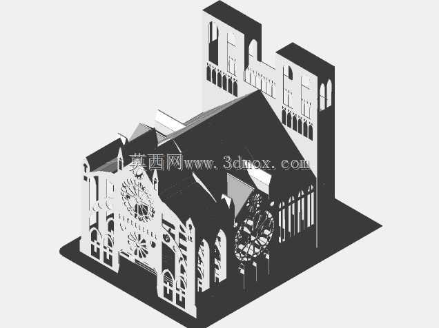 圣母大教堂金属板拼图,三维模型,拼图,金属板,金属工艺品设计