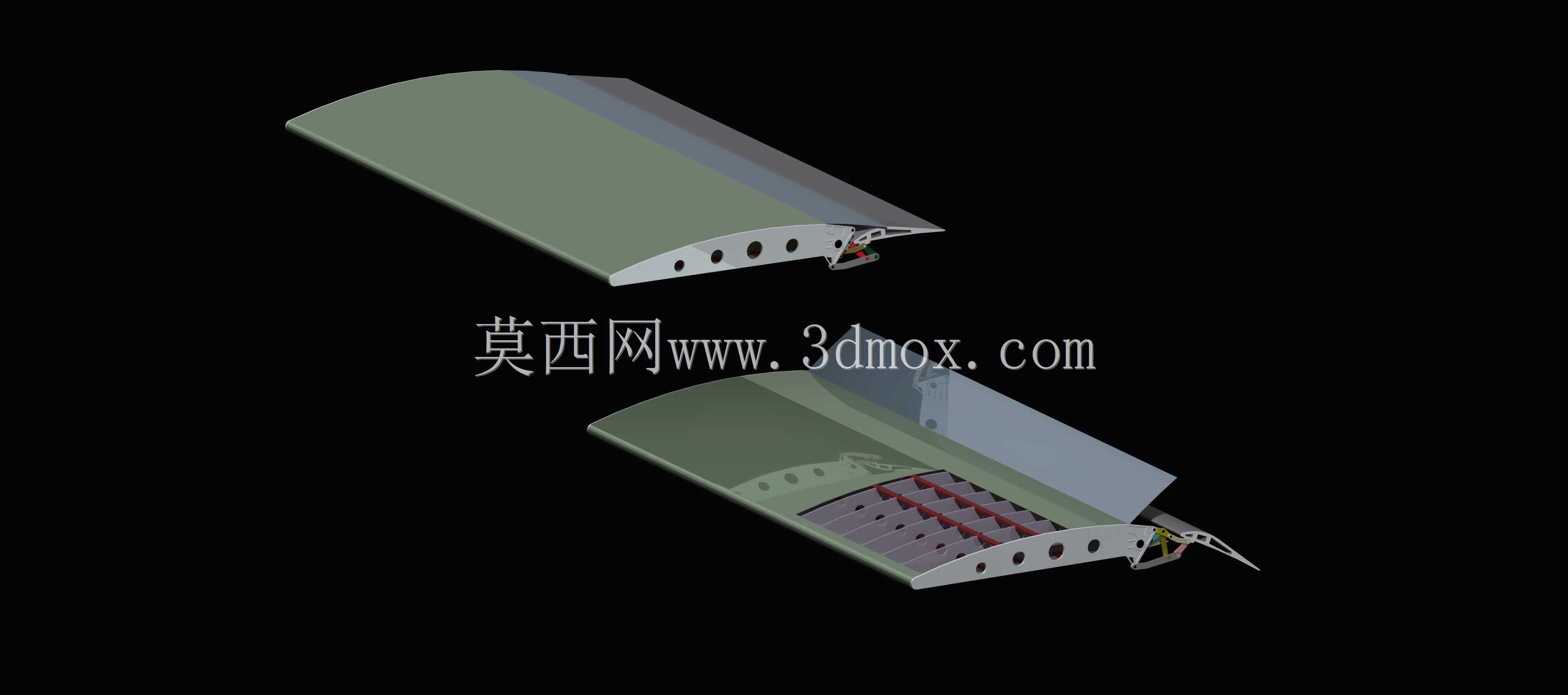 带开槽襟翼和扰流板连杆机构的机翼