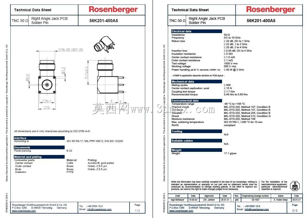 Rosenberger 10GHz TNCֱ��PCBͬ��������