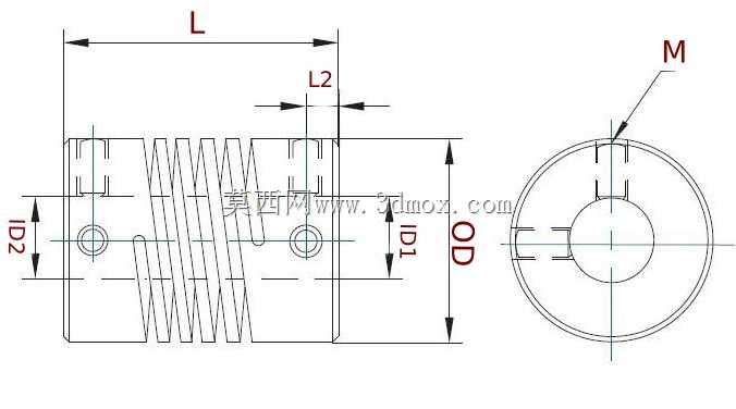 铝制挠性联轴器/联轴器螺旋轴5mm x 8mm