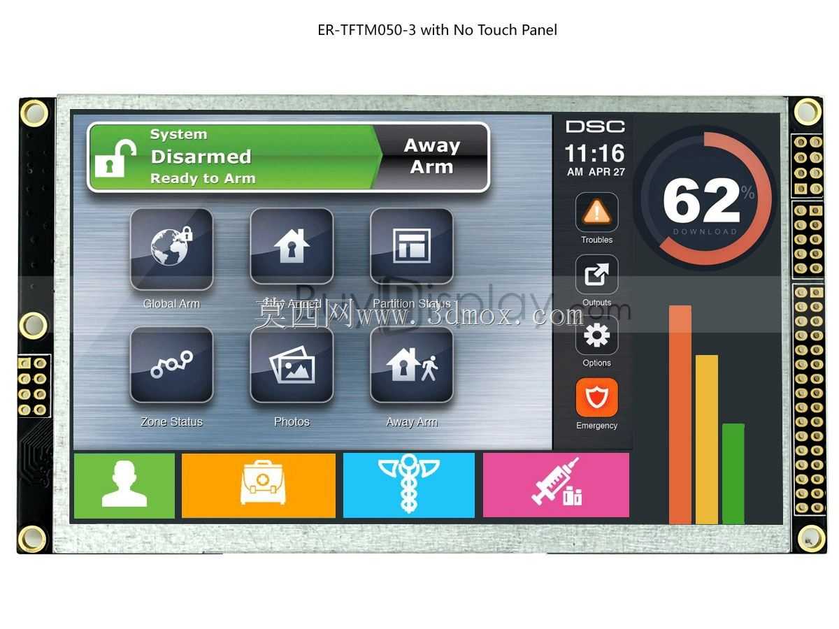 5英寸TFT LCD模块800x480显示器,带控制器I2C串行SPI