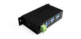 USB 3.1 4端口金属集线器,带DIN导轨夹\u0026 ESD浪涌保护