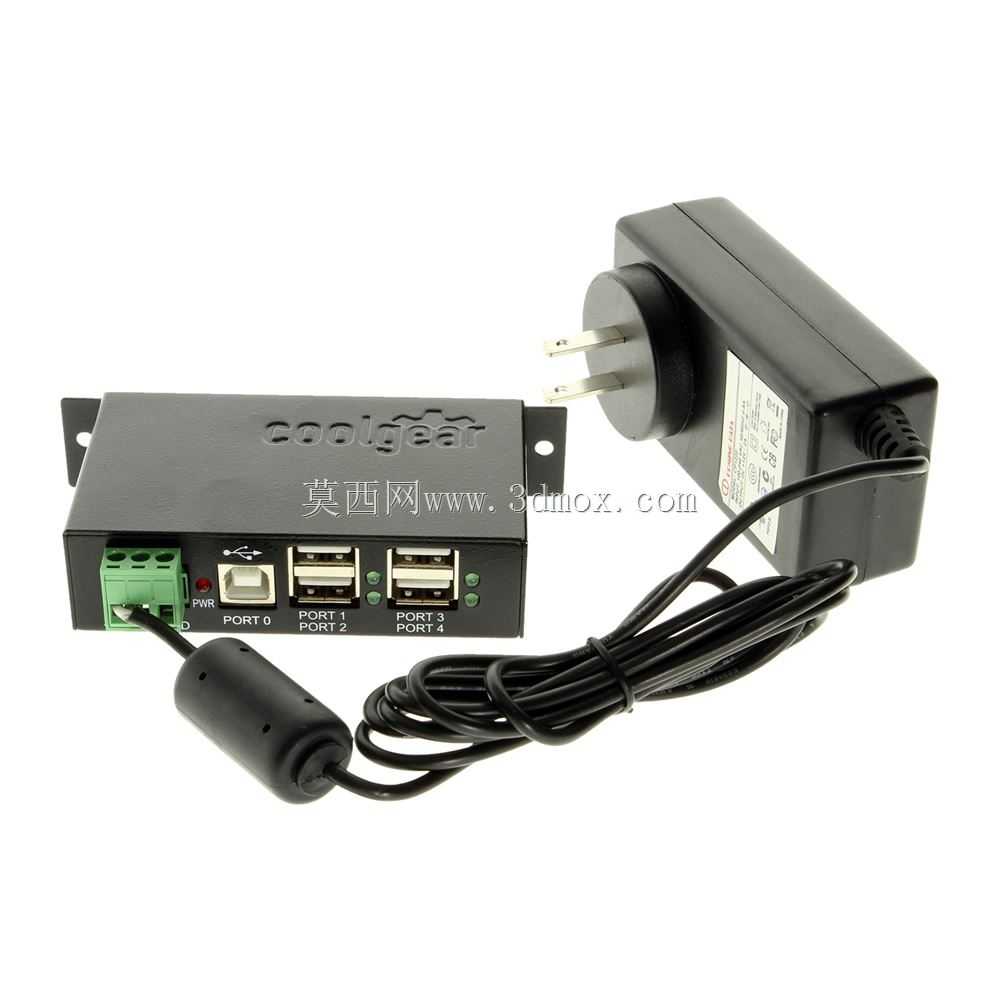 工业4端口USB 2.0带电源适配器的集线器,适用于PC-MAC