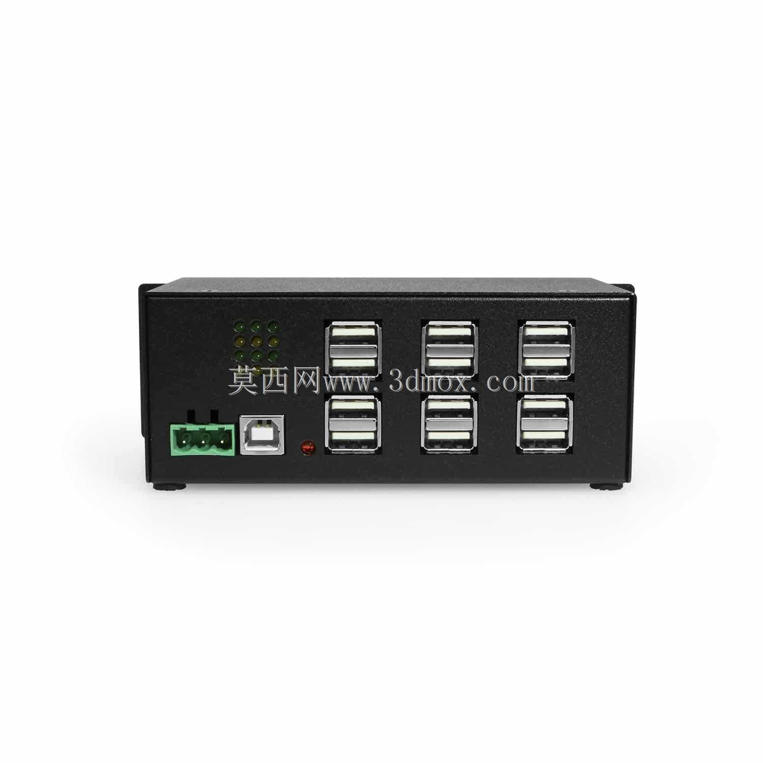 工业12端口USB 2.0供电集线器,用于PC-MAC DIN导轨安装