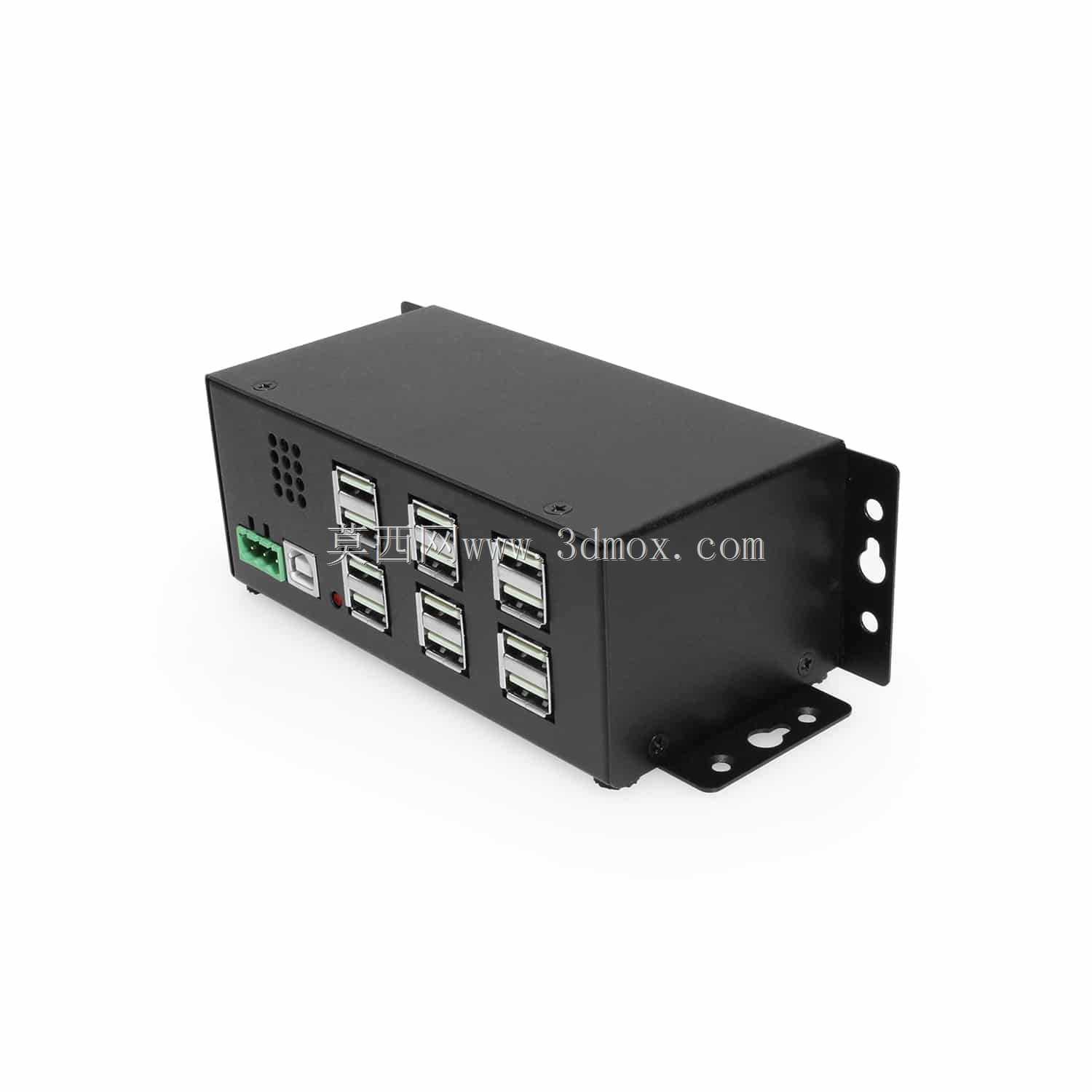 工业12端口USB 2.0供电集线器,用于PC-MAC DIN导轨安装
