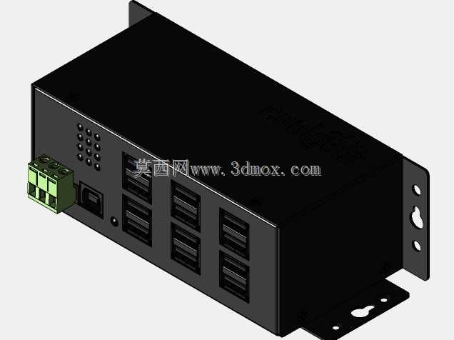 工业12端口USB 2.0供电集线器,用于PC-MAC DIN导轨安装