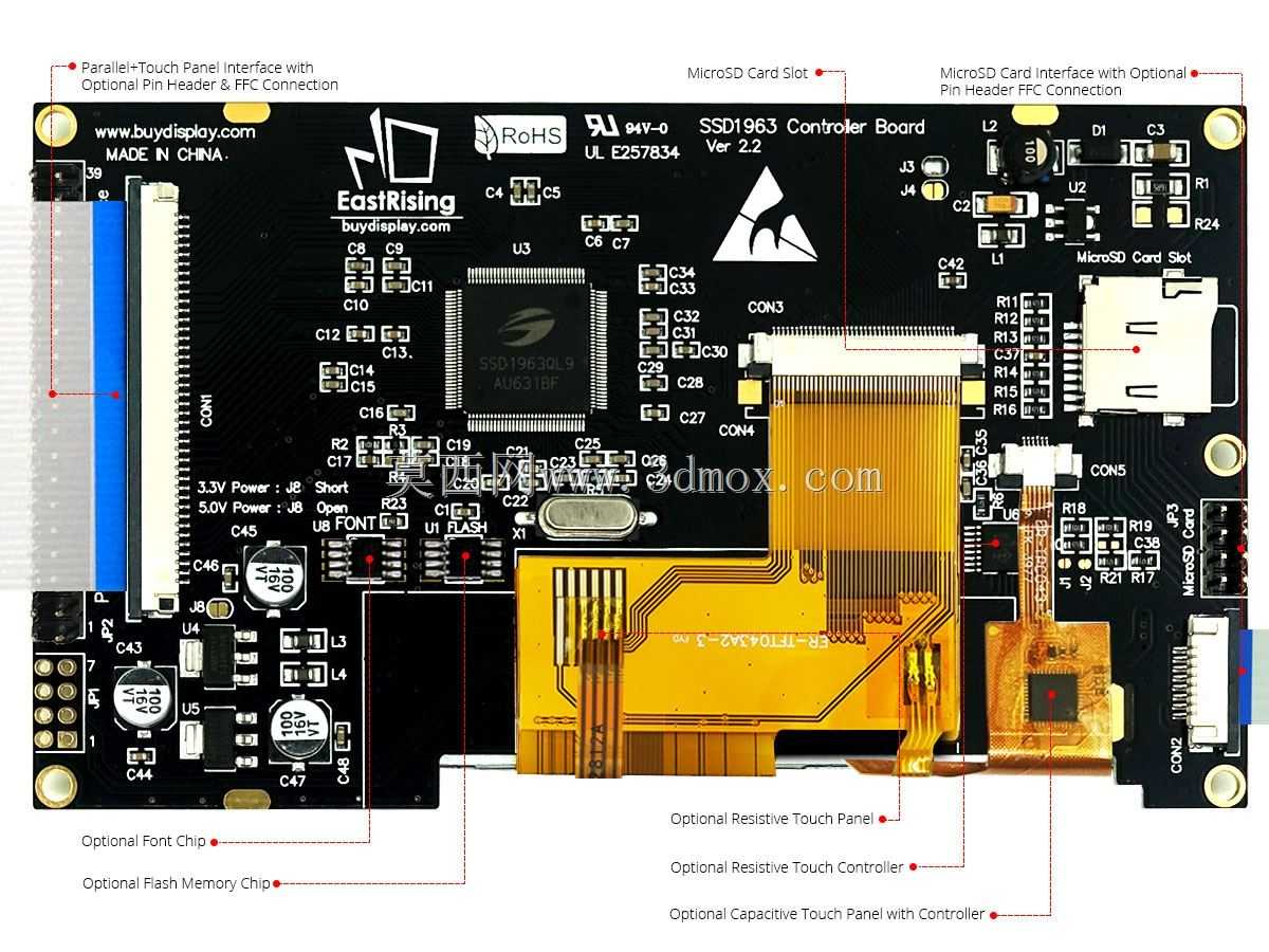 4.3寸液晶触摸屏模块显示TFT SSD1963控制器,MCU