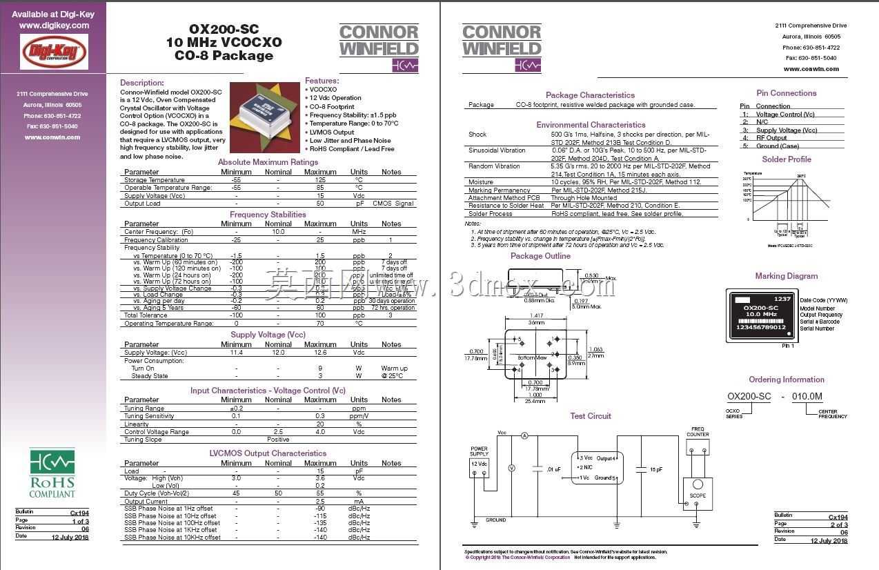 �����ȶ���+/-1.5 PPB Conner Winfield VCOCXO