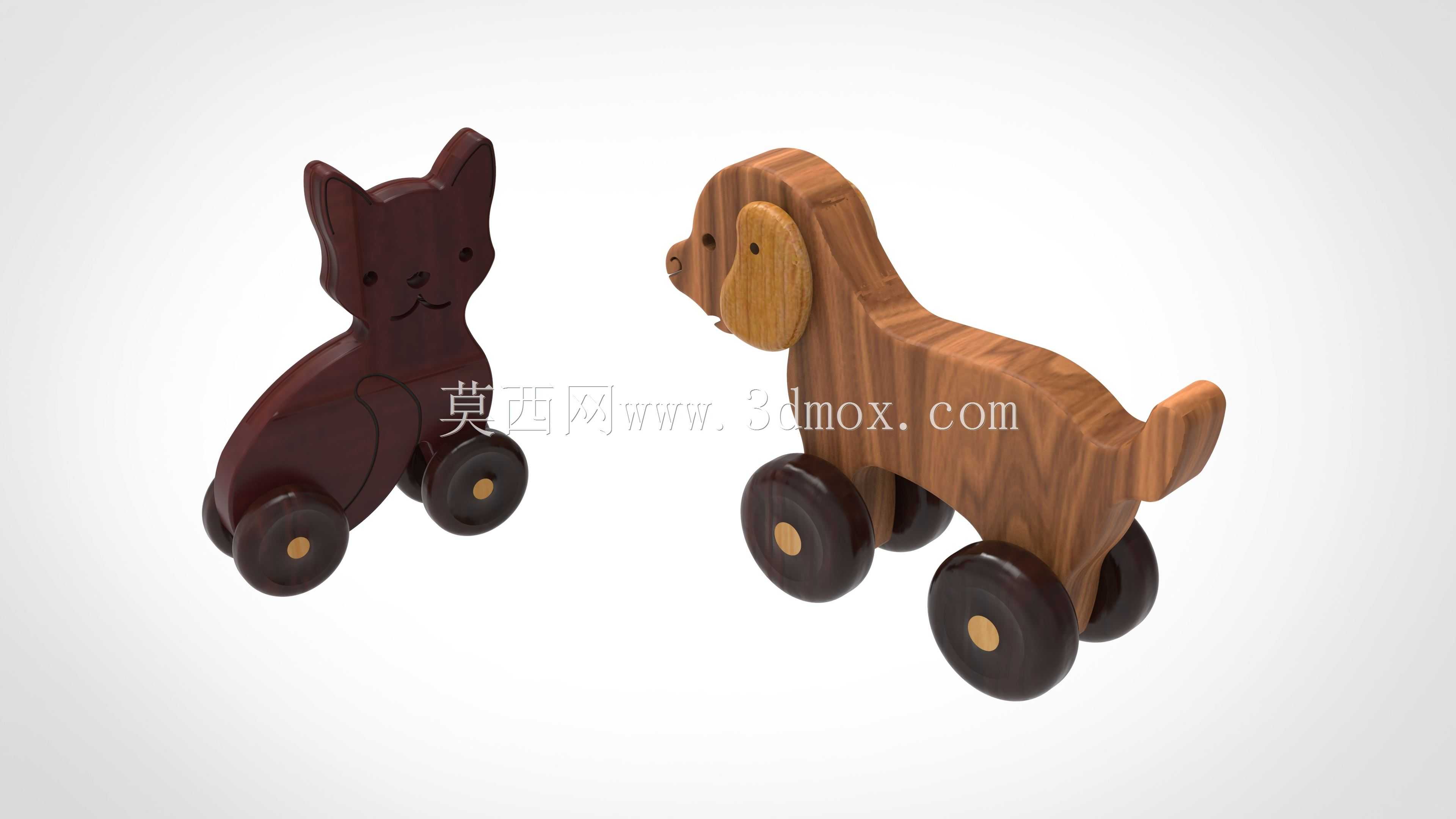 猫狗推玩具