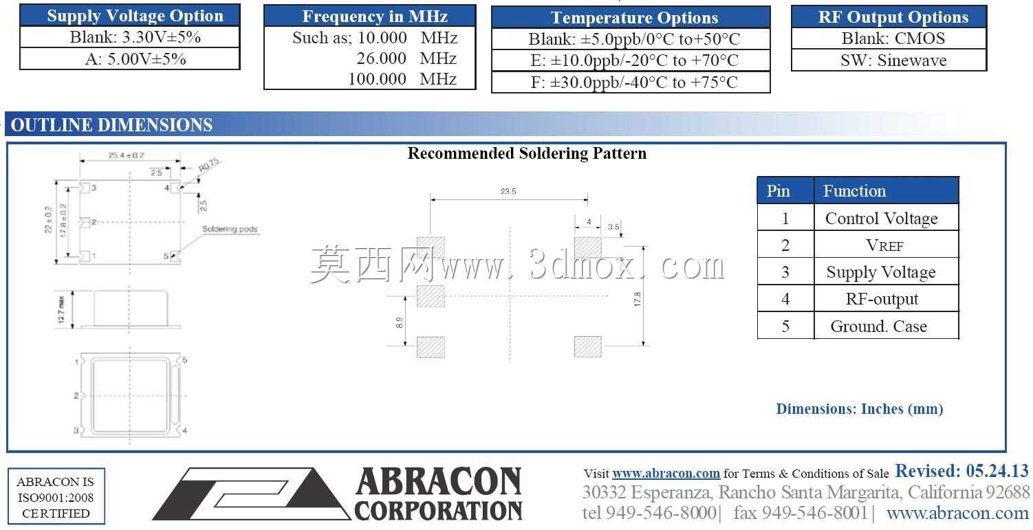 ���ȶ���+/-5 PPB Abracon/ECS/Connor Winfield VCTCXO