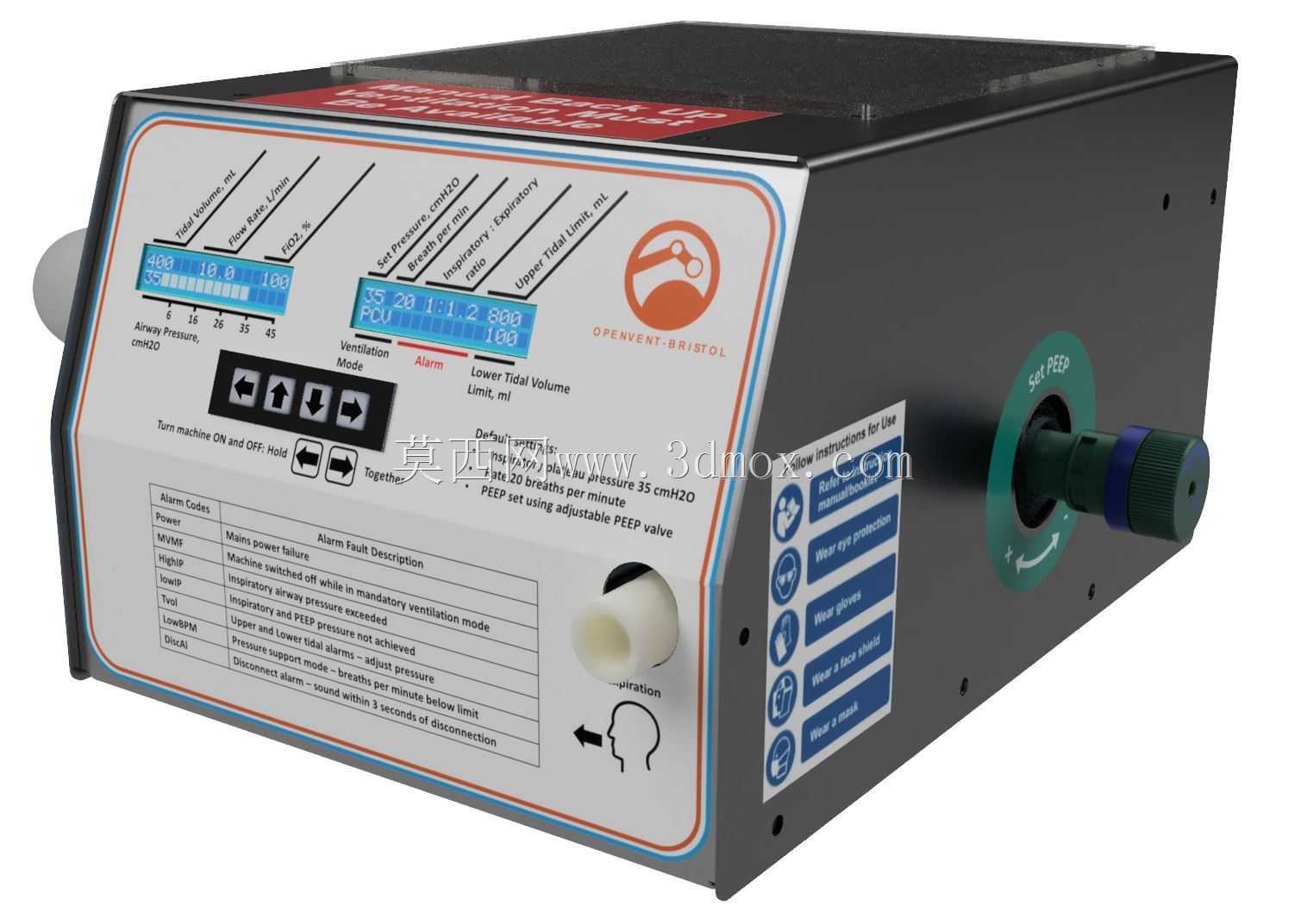 OpenVent Bristol V3.0 COVID-19快速制造呼吸机BVM ambubag