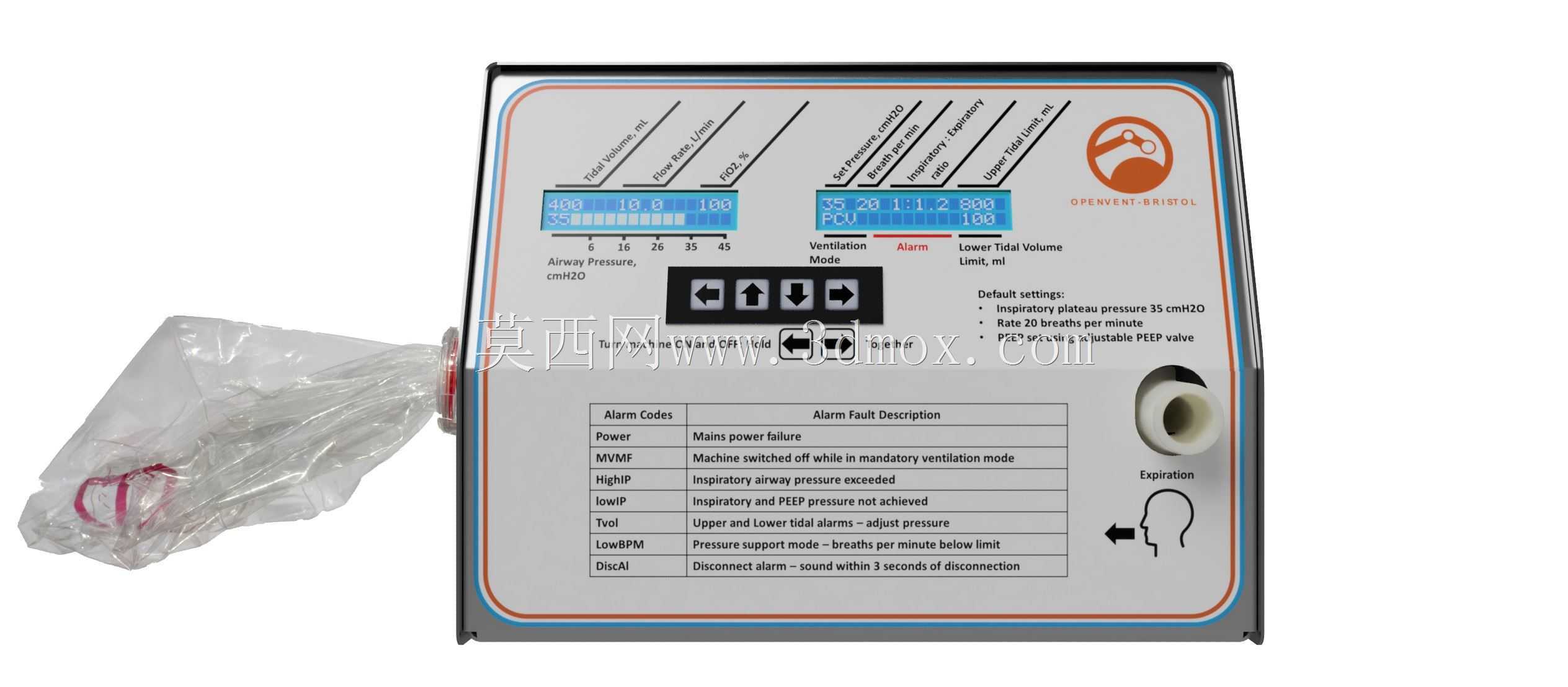 OpenVent Bristol V3.0 COVID-19快速制造呼吸机BVM ambubag