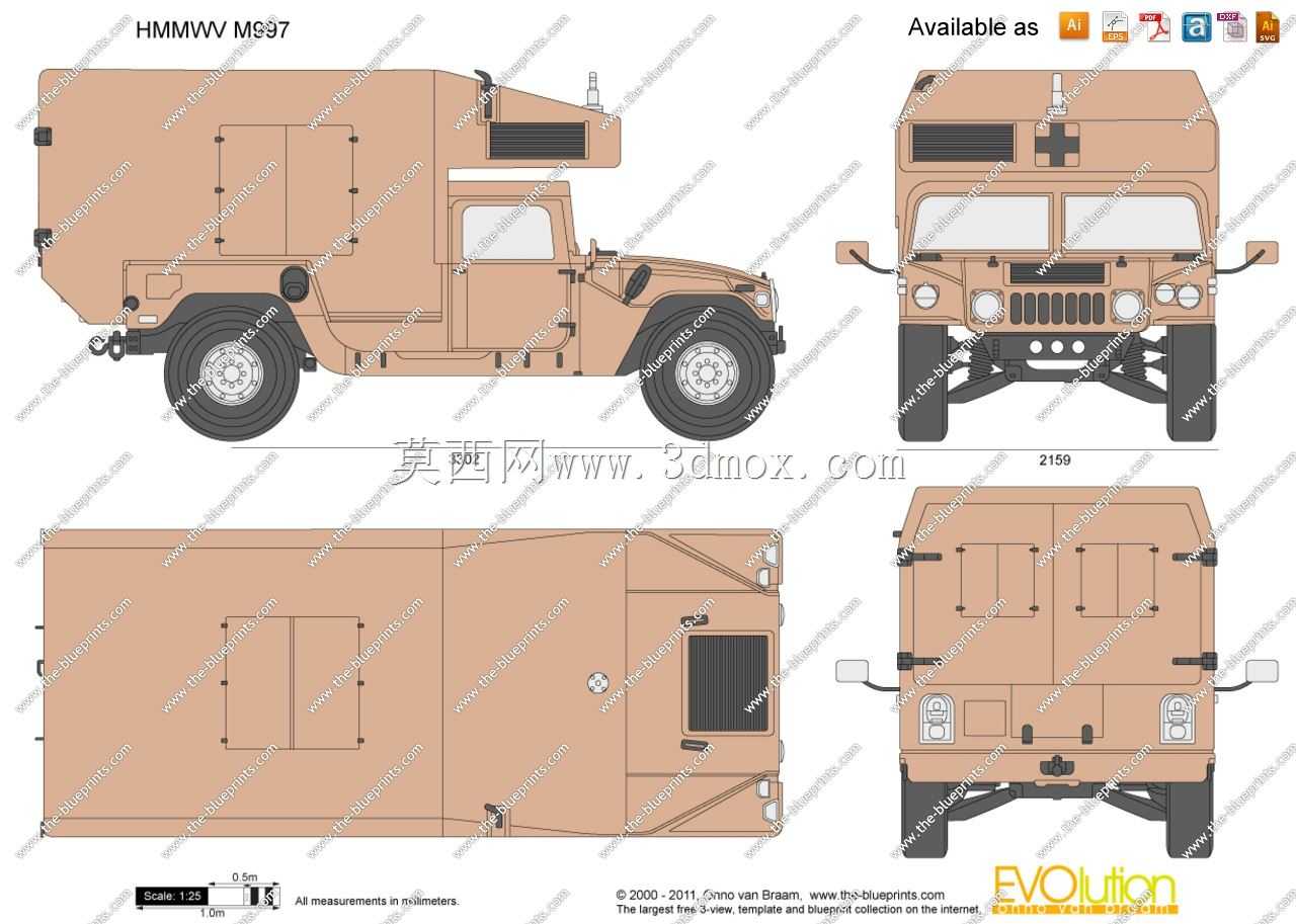 用于3D打印的Humvee救护车(比例1/48)