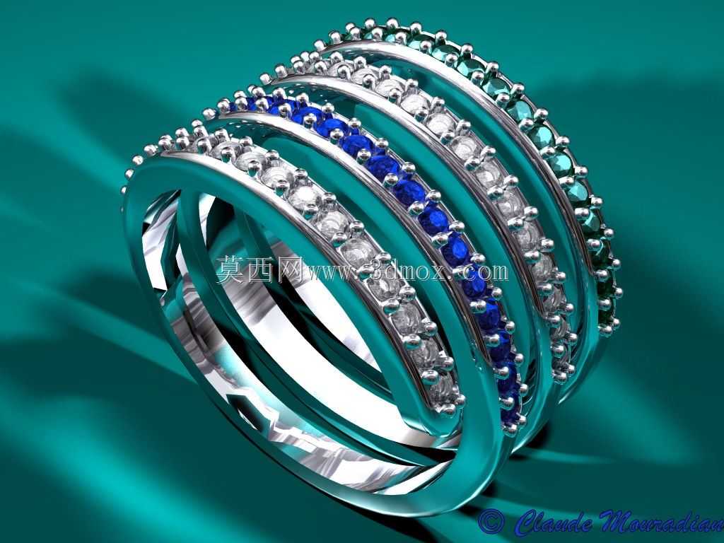 CAD-CAM三维宝石戒指-自由三维模型