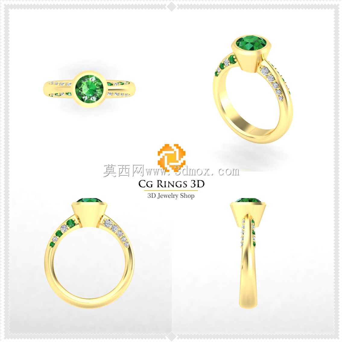 CAD-CAM三维宝石戒指-自由三维模型