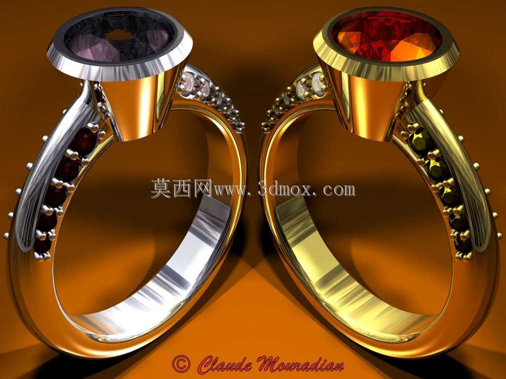 CAD-CAM三维宝石戒指-自由三维模型