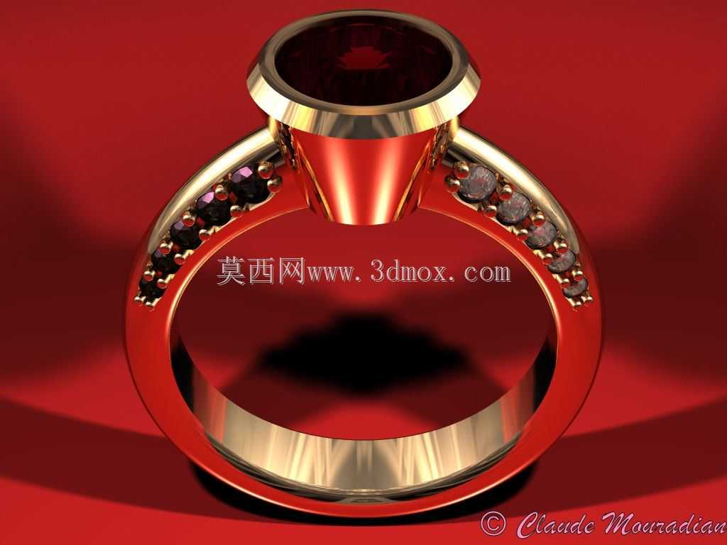 CAD-CAM三维宝石戒指-自由三维模型