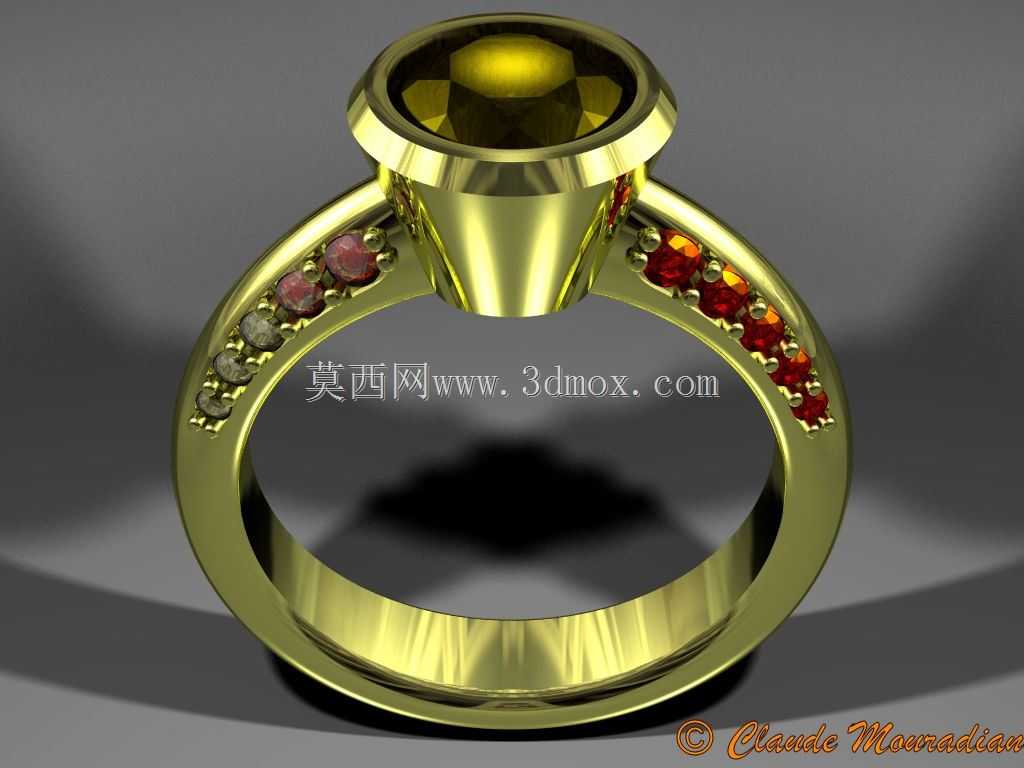 CAD-CAM三维宝石戒指-自由三维模型