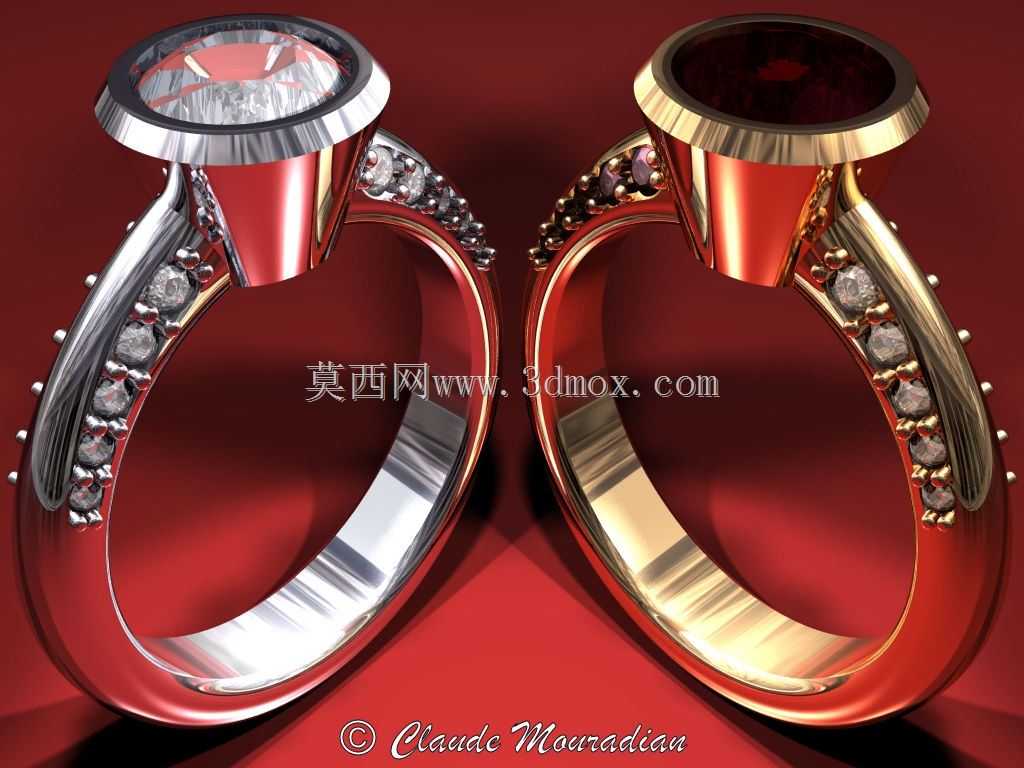 CAD-CAM三维宝石戒指-自由三维模型
