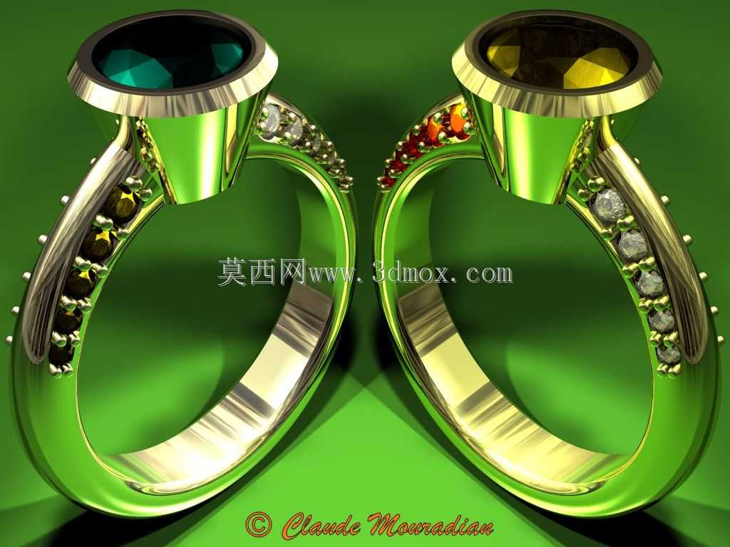 CAD-CAM三维宝石戒指-自由三维模型