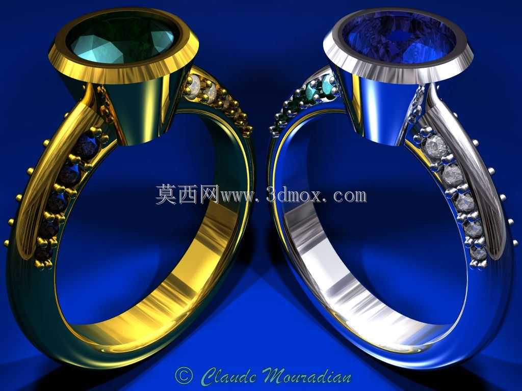 CAD-CAM三维宝石戒指-自由三维模型