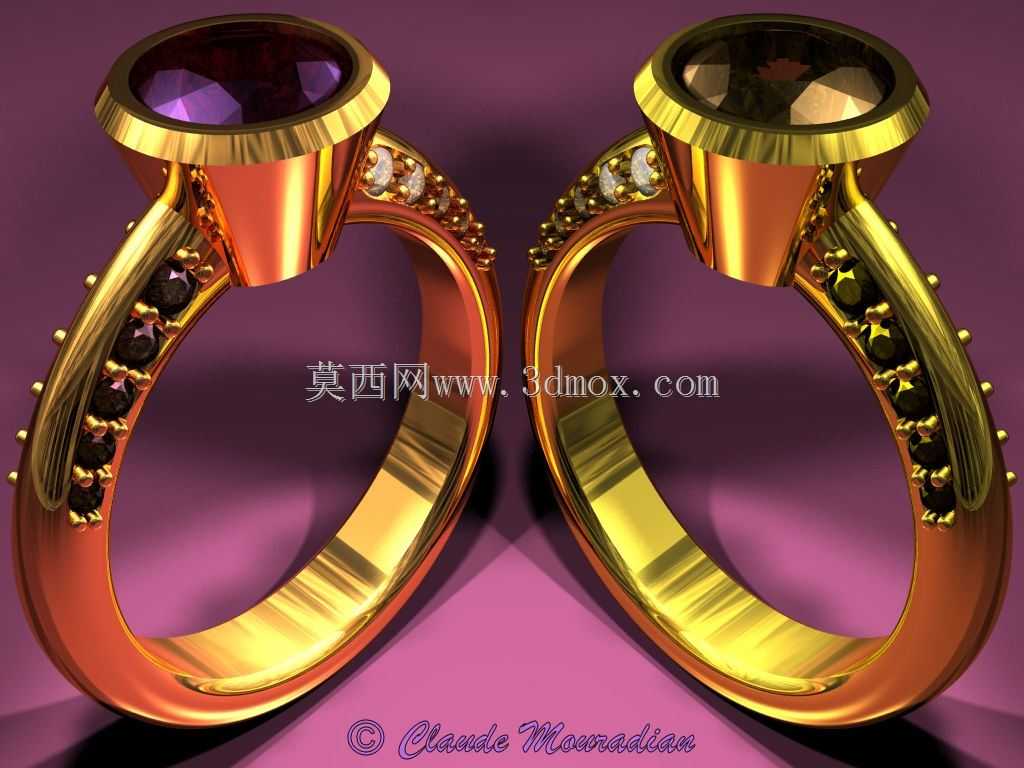 CAD-CAM三维宝石戒指-自由三维模型