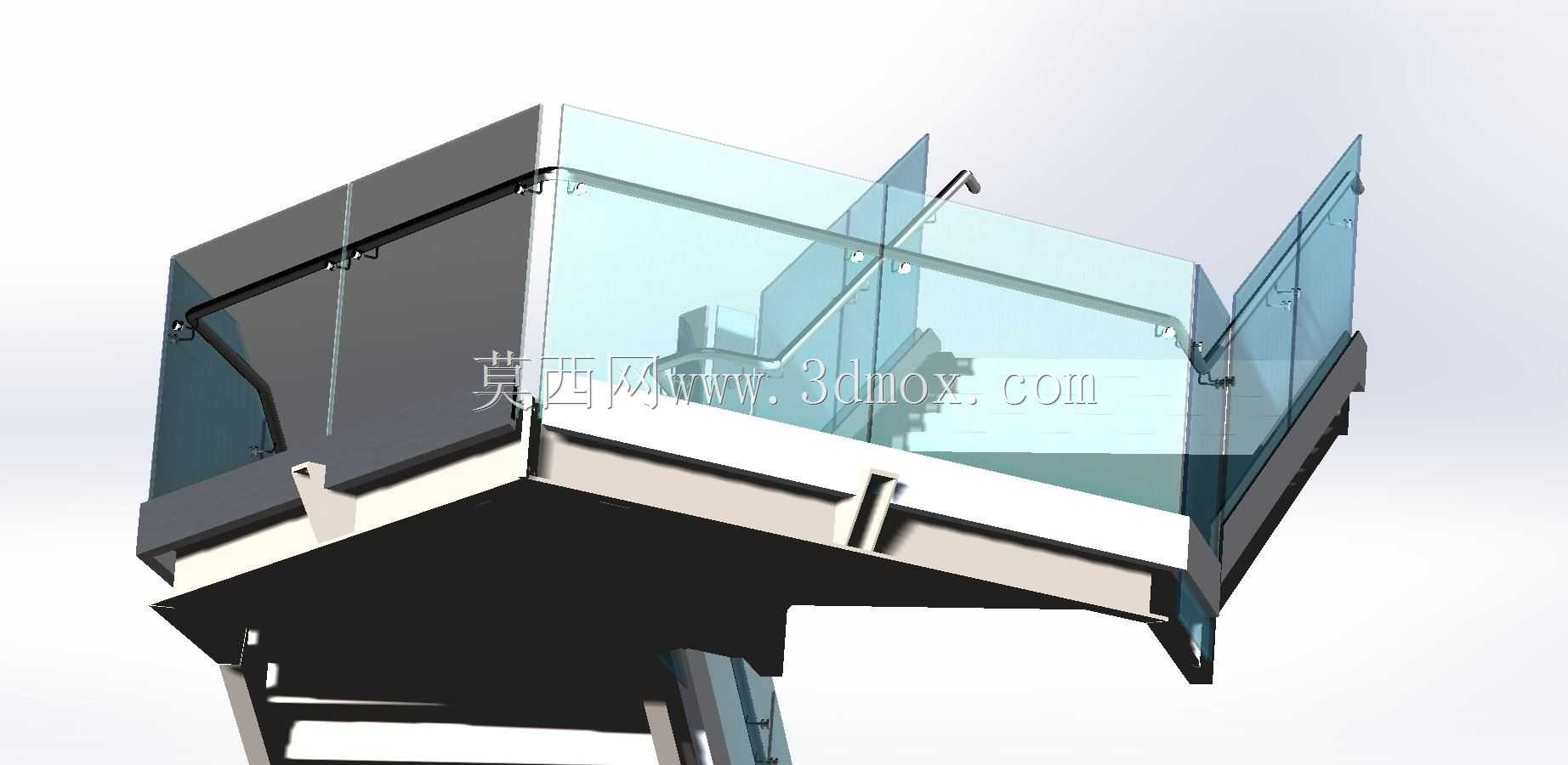 带玻璃栏杆的金属楼梯