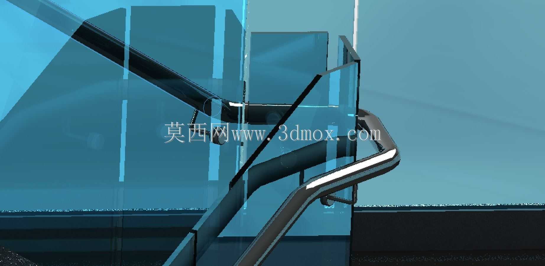 带玻璃栏杆的金属楼梯
