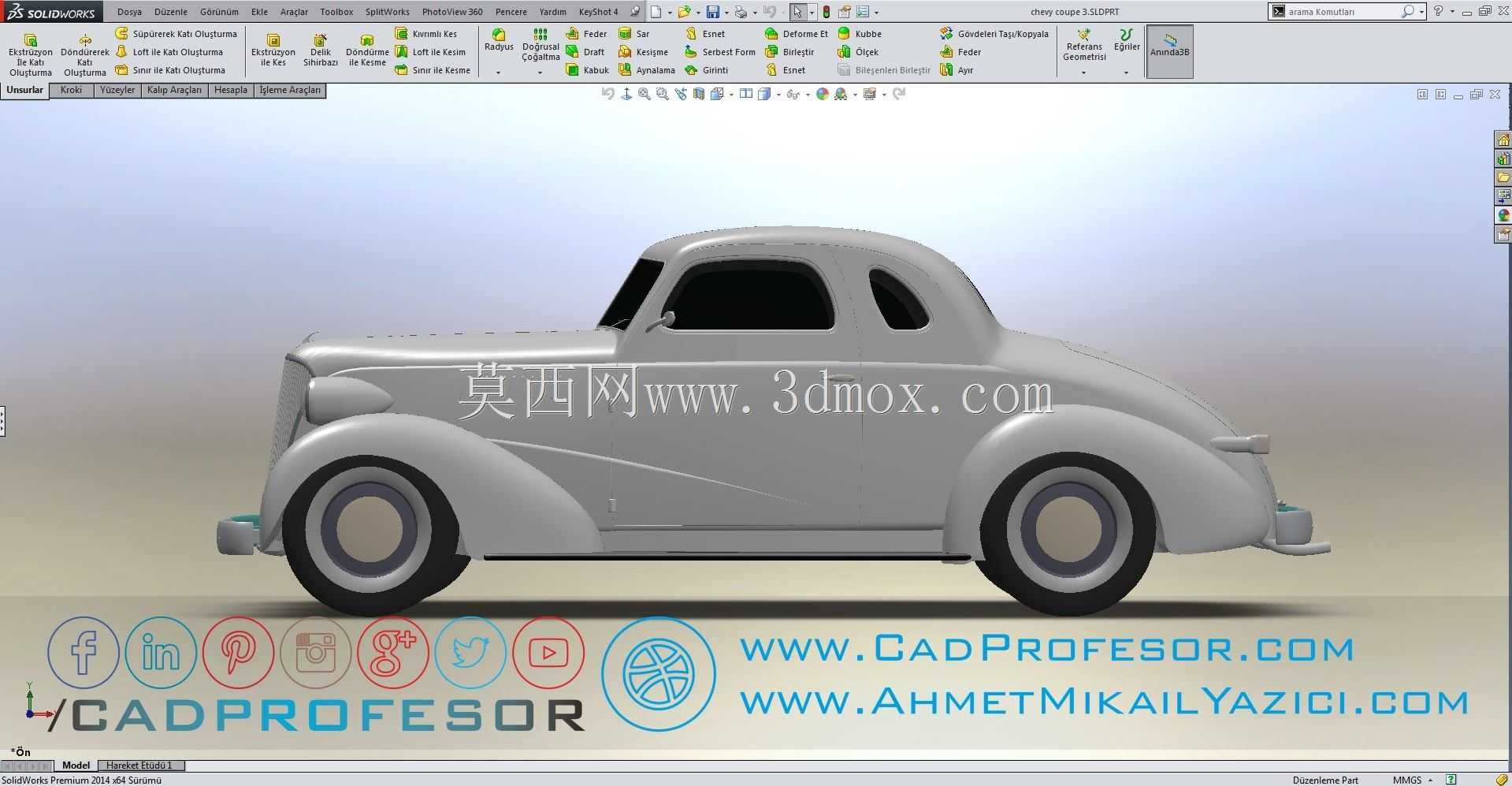 雪佛兰轿跑车1937年SolidWorks汽车模型由艾哈迈特米凯尔亚兹?c?