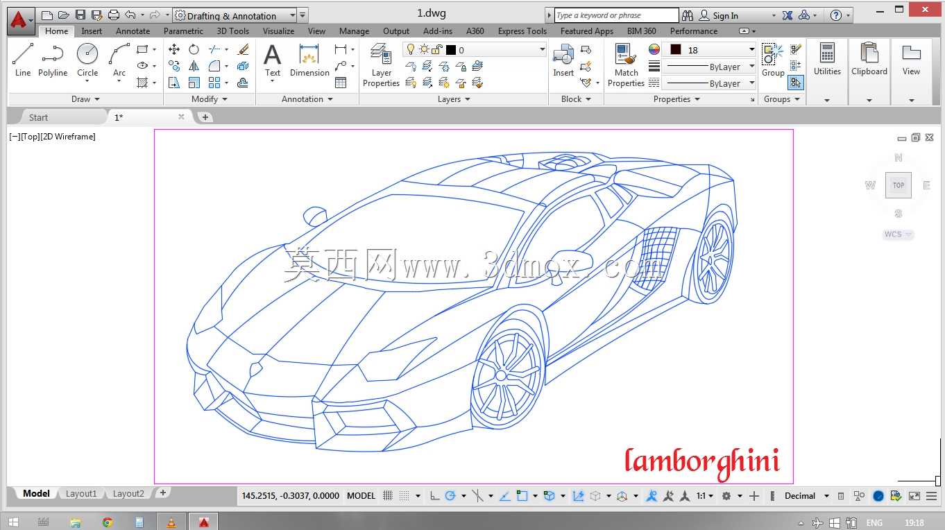 兰博基尼汽车2D AutoCAD