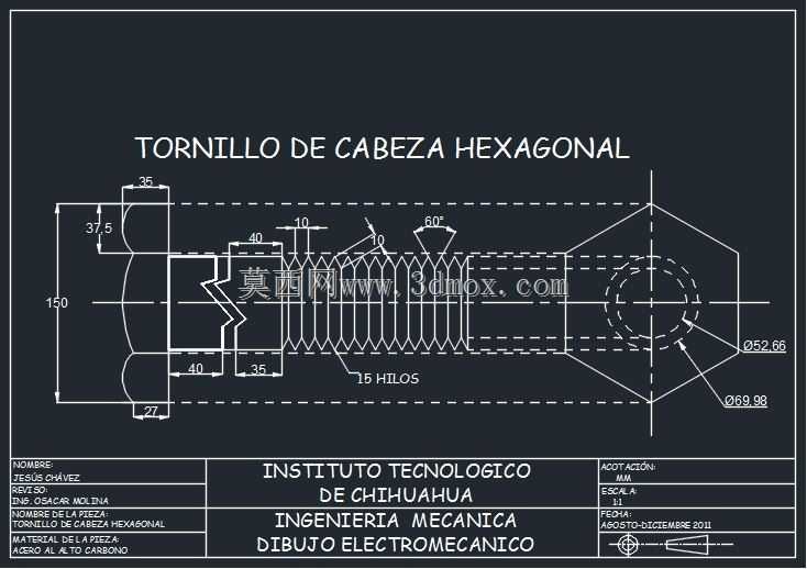 六角头螺钉(AUTOCAD\u0026.DXF)