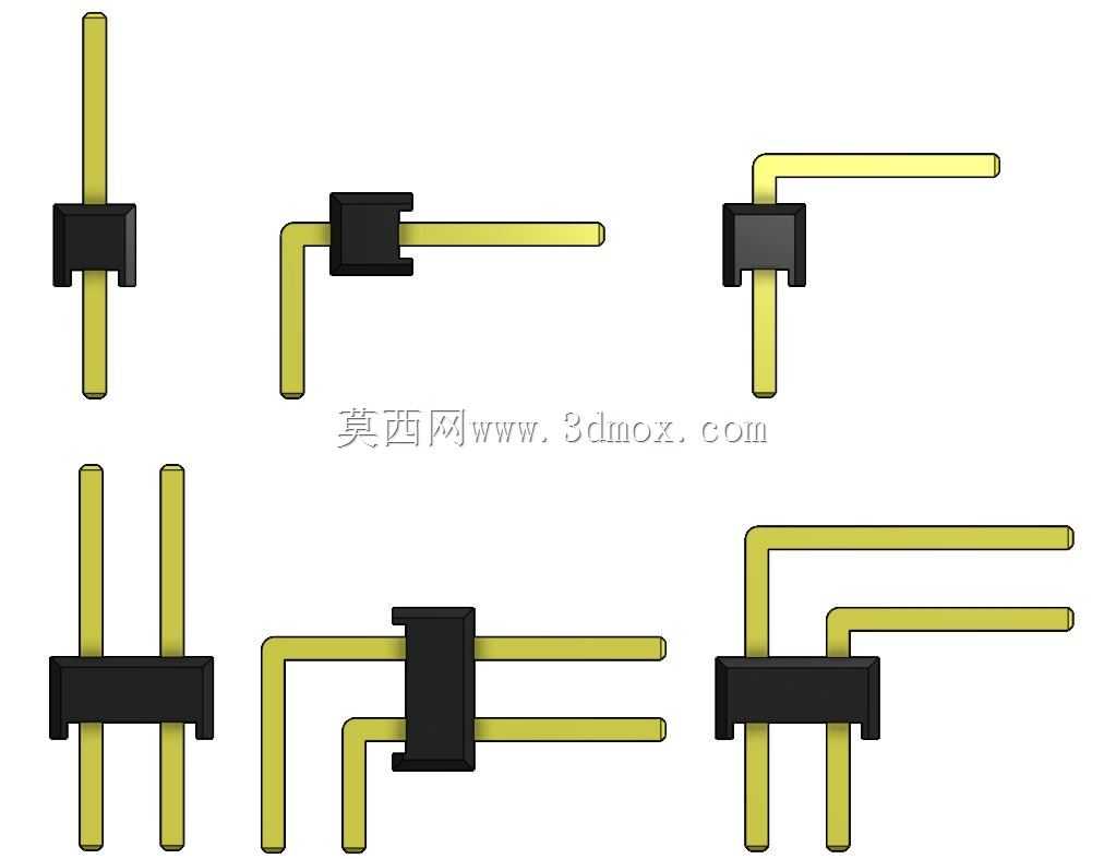 外螺纹2.54mm PCB头,直形,90高,90低,1x1至2x40