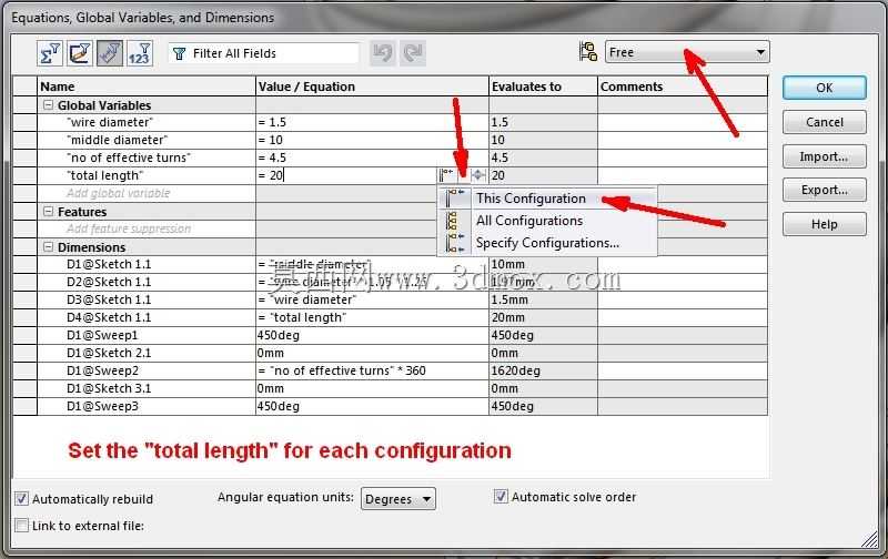Solidworks中的参数化弹簧