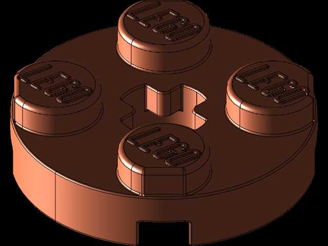 乐高零件4032板2 x 2圆形,带有Solidworks的颜色和外观