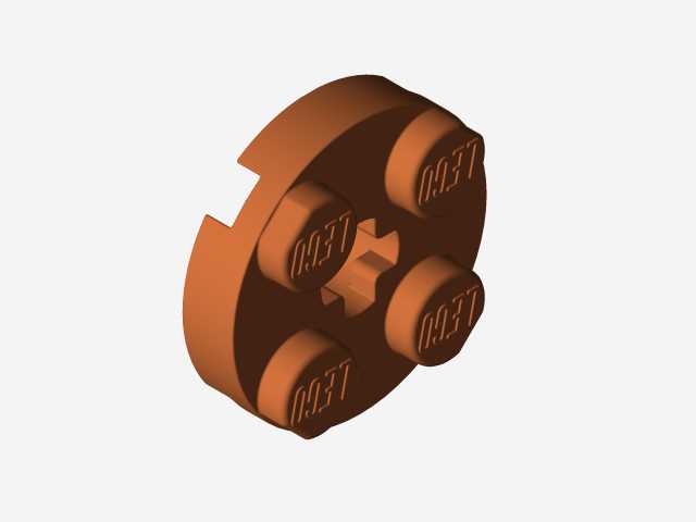 乐高零件4032板2 x 2圆形,带有Solidworks的颜色和外观