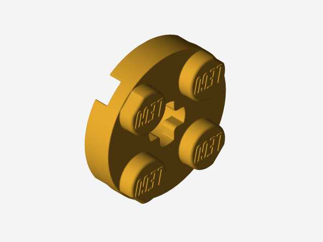 乐高零件4032板2 x 2圆形,带有Solidworks的颜色和外观