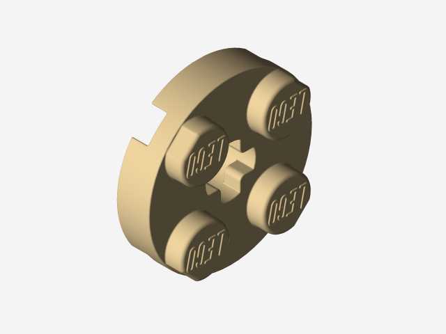 乐高零件4032板2 x 2圆形,带有Solidworks的颜色和外观