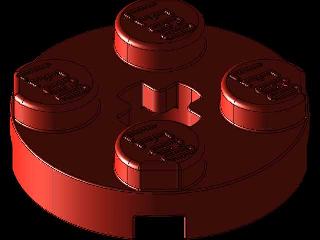 乐高零件4032板2 x 2圆形,带有Solidworks的颜色和外观