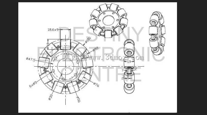 100mm重型双轮辋全方位车轮