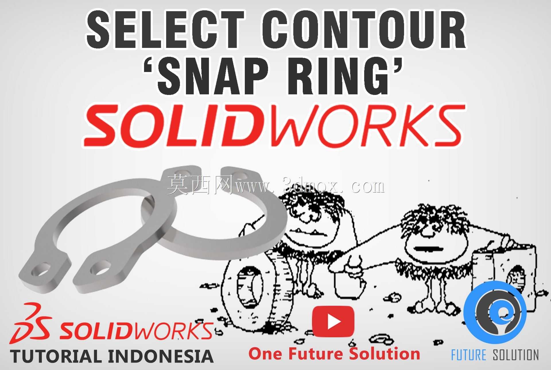 SolidWorks教程印度尼西亚#026(Eng Sub)-选择轮廓“卡环”