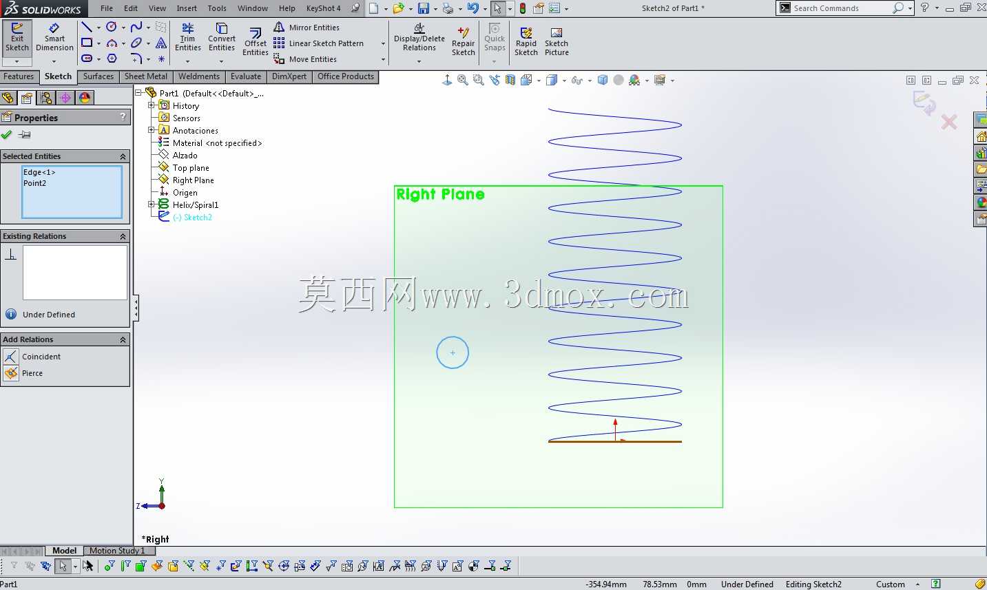 教程:如何在solidworks中为弹簧建模?Opcion1:螺旋/螺旋和扫掠凸台底座