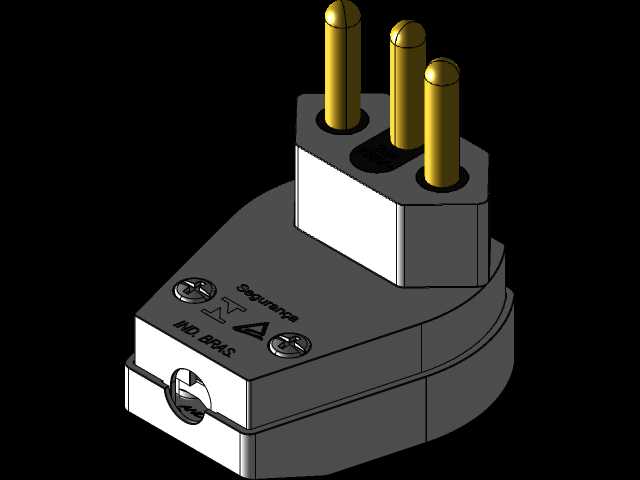 Plugue Macho(2P+T)C/Prensa Cabo公司?4.8mm 20A 250V