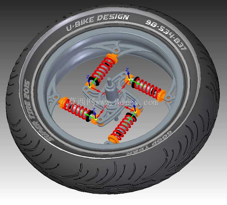 带新轮胎的内侧减震轮
