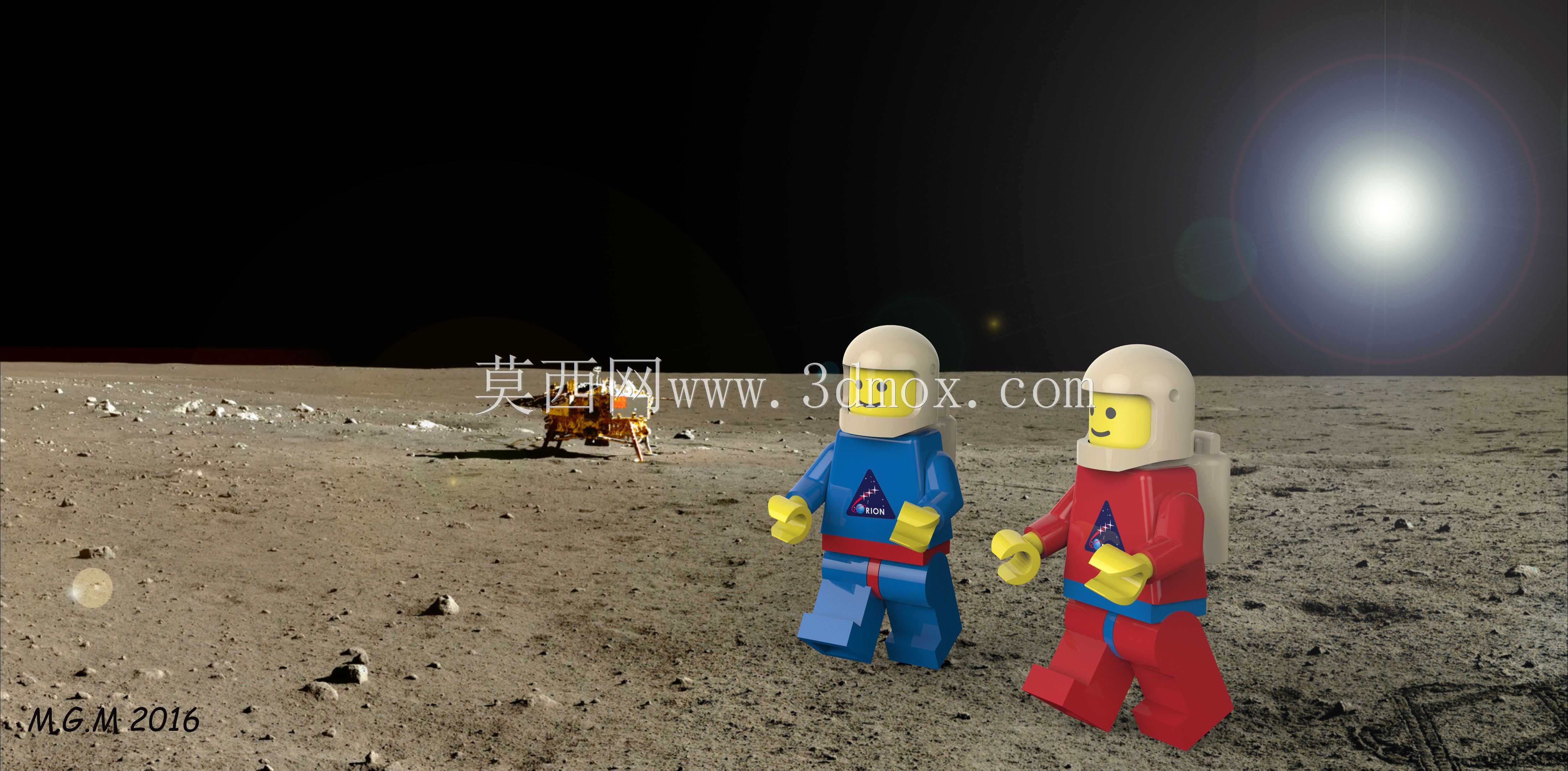 月球上的Playmobil宇航员。