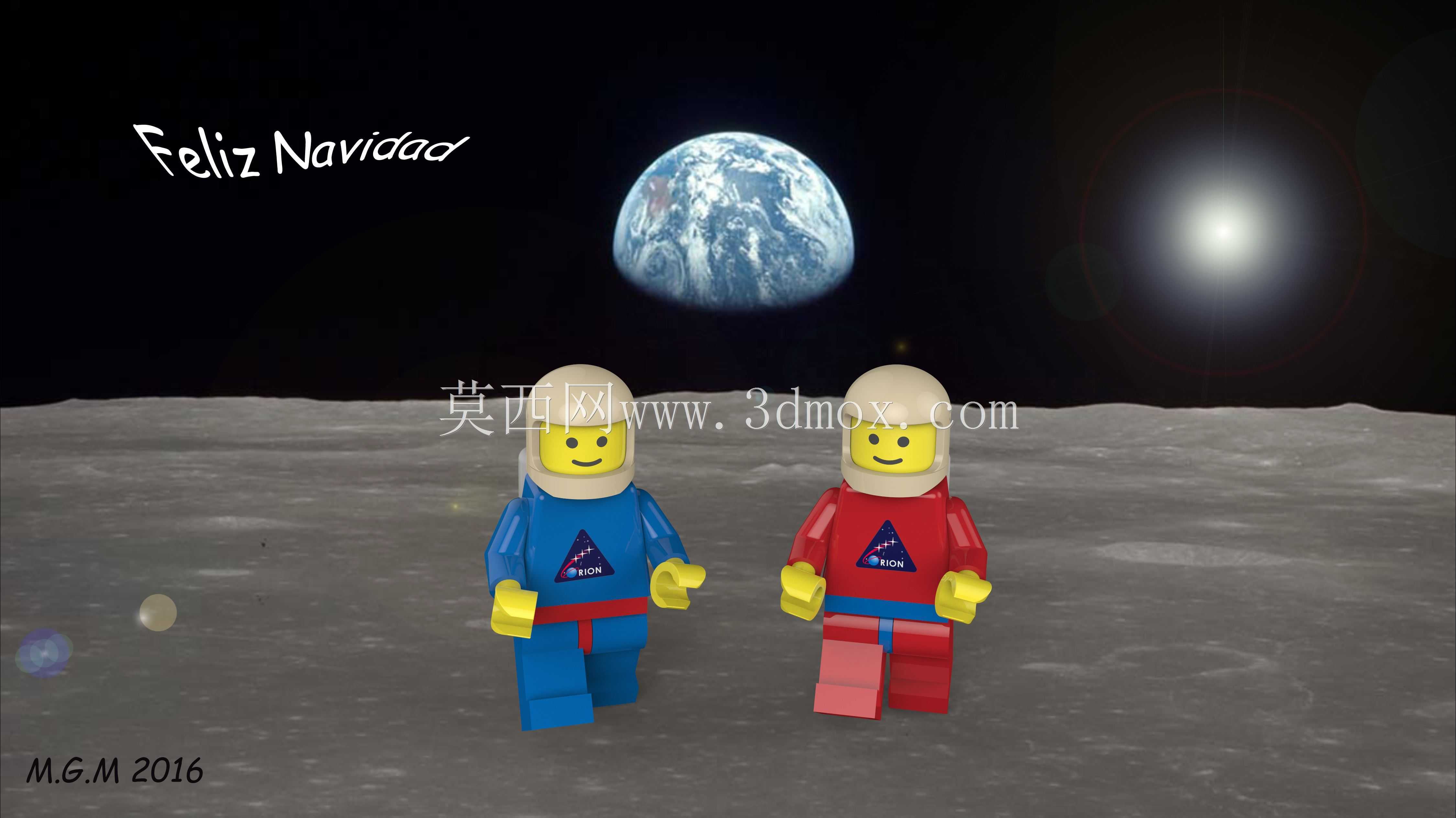 月球上的Playmobil宇航员。