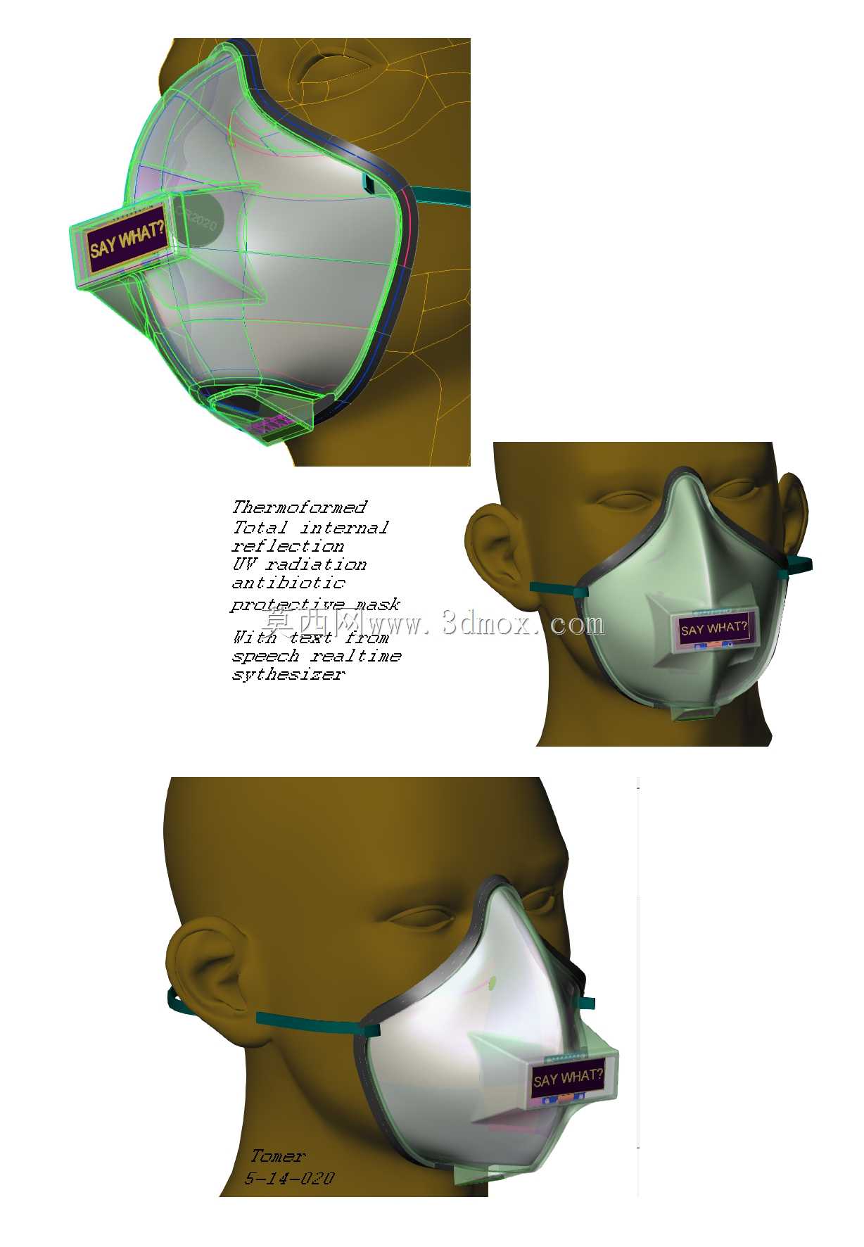 带语音到文本显示的遮罩UV TIR COVID KILLER