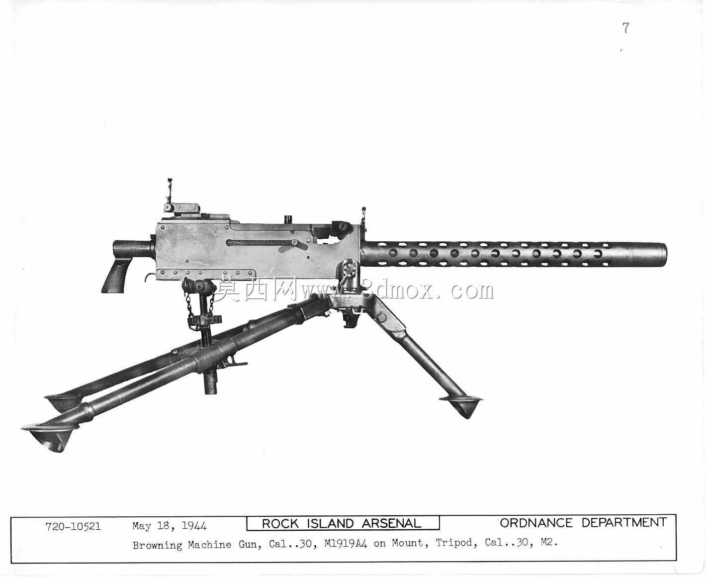 加州布朗宁M1919A4。30-06斯普林菲尔德机枪(约1969年)